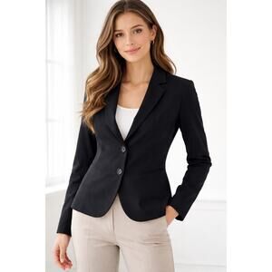 Lafayette 148 New York Virgin Wool Suit Jacket Blazer Black Careerwear Sz 4